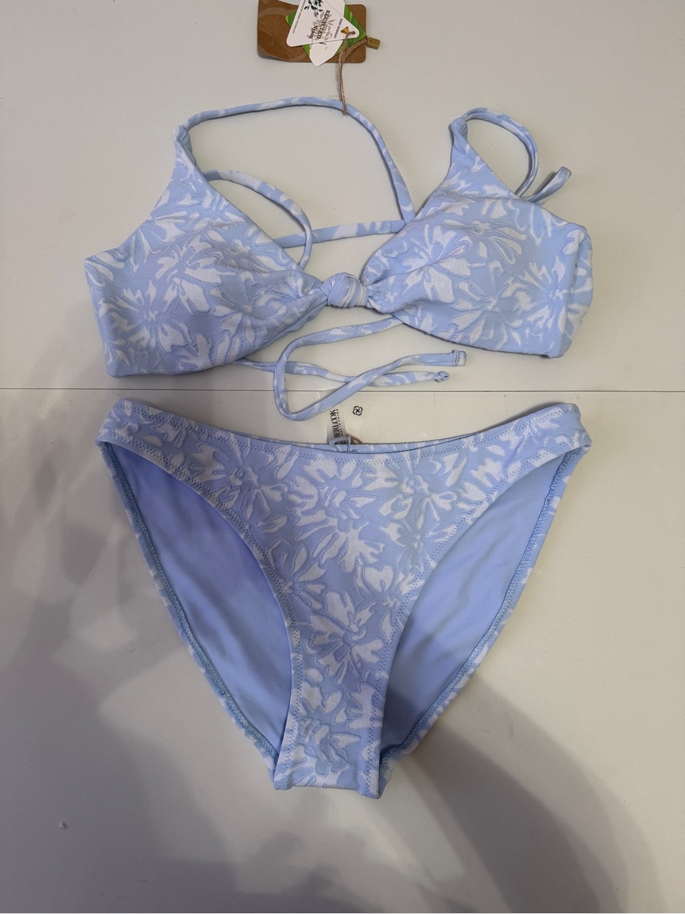 Light Blue Floral Two-Piece Bikini Set
